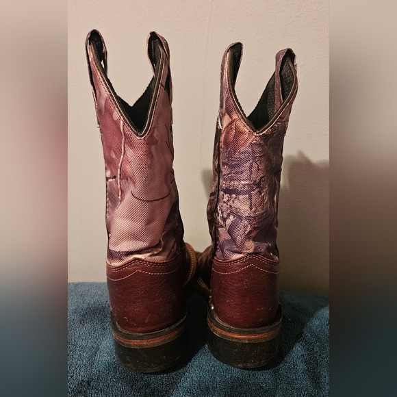 💙Old West Brown Leather Camo Square Toe Cowboy Boots  Sz. 9 Style BSC1816💛 - Picture 9 of 13